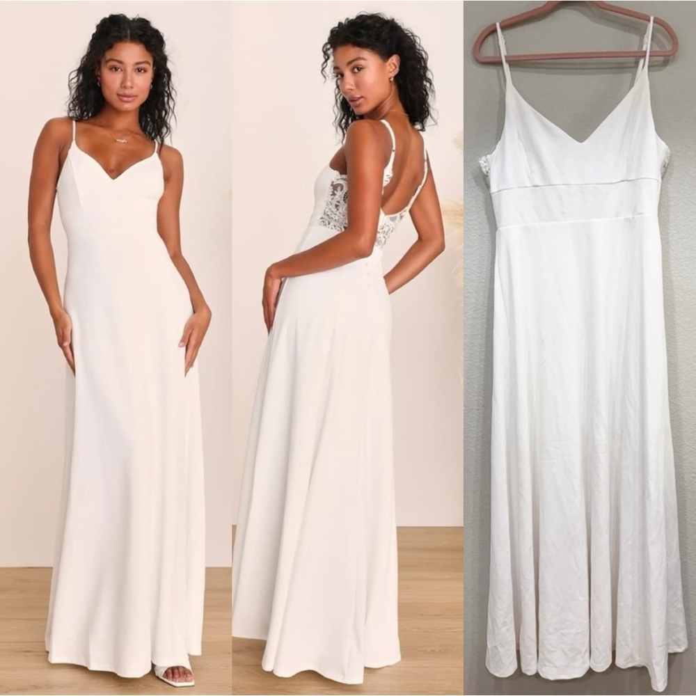 NWOT Lulus‎ Forever a Fairytale White Lace Sleeveless Maxi Dress